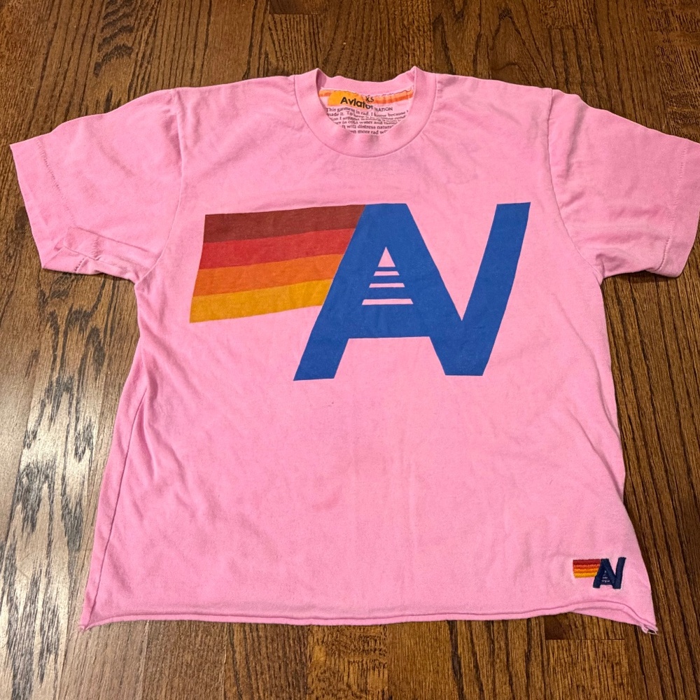 AVIATOR NATION - Logo Boyfriend Tee - adult XS - neon pink